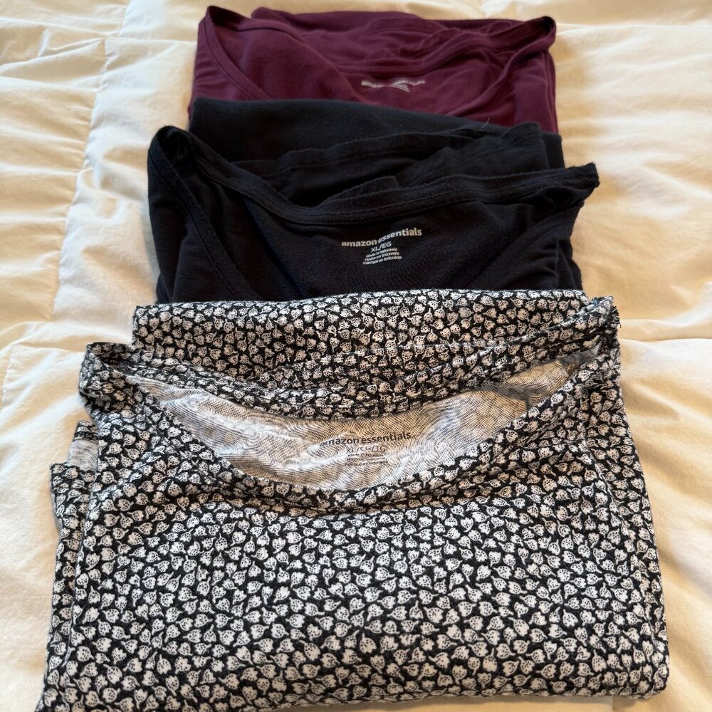 Amazon Essentials Women 3pack rayon T-shirt short sleeve scoop neck XL